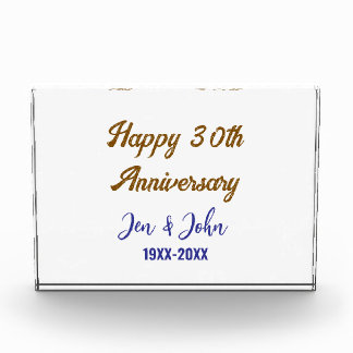 ハッピー結婚30周年ブルー王室のゴールデン フォトブロック