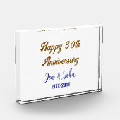 ハッピー結婚30周年ブルー王室のゴールデン フォトブロック (左)