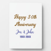 ハッピー結婚30周年ブルー王室のゴールデン フォトプラーク (正面)