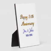 ハッピー結婚30周年ブルー王室のゴールデン フォトプラーク (側面)