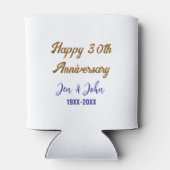 ハッピー結婚30周年ブルー王室のゴールデン 缶クーラー (裏面)