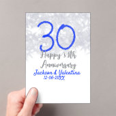 ハッピー結婚30周年記念シルバーブルーグリッター アクリル招待状 (インサイチュ (ポータブル))