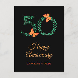 ハッピー結婚50周年記念バタフライ葉書 ポストカード