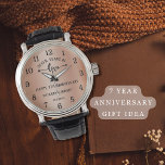 ハッピー結婚7周年銅周年記念 腕時計<br><div class="desc">銅の結婚外観と7thの年伝統的会の幸せな7年のカップルを願って記念時計。銅は伝統的7与え年の贈り結婚物だ。</div>