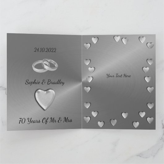 ハッピー結婚70周年記念カードムームとパパ カード (内部)