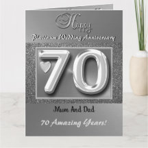 ハッピー結婚70周年記念カードムームとパパ