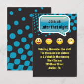 ハッピー絵文字 バー・バット・ミツバ祭 パーティー 受付 カード (正面/裏面)