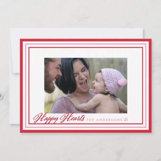 ハッピー縁どハートバレンタインデーの写真カード (正面)