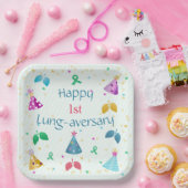 ハッピー肺平均緑地ストライプパーティー ペーパープレート (パーティー)