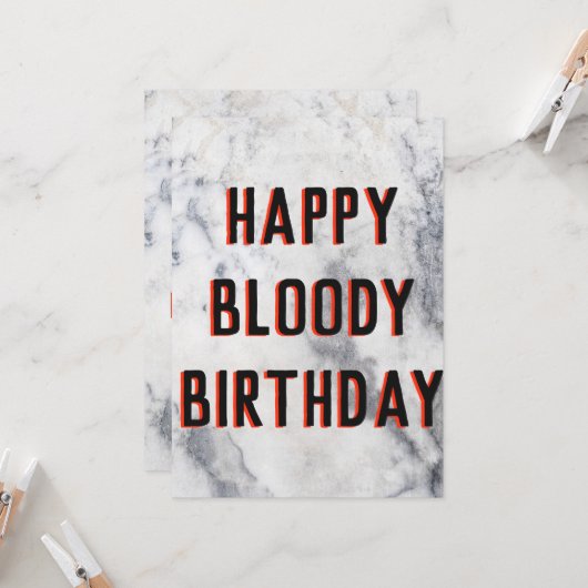 ハッピー血おもしろいバースデー大理石カード カード (正面/裏面インサイチュ)