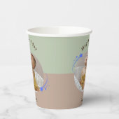 ハッピー誕生日スターグリーンブラウン紙カップ 紙コップ (左)