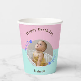 ハッピー誕生日射撃、 発砲スターピンクグリーン紙カップ 紙コップ