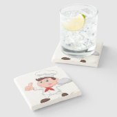 **ハッピー調理師シェフまたはベーカー**コースター ストーンコースター (横)