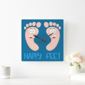 ハッピー足時計 スクエア壁時計 (ホーム)