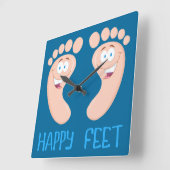 ハッピー足時計 スクエア壁時計 (傾斜)