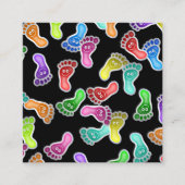 ハッピー足機器シンボルの背景テンプレート スクエア名刺 (正面)