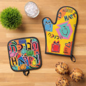 ハッピー踊りドリードル 鍋つかみ&鍋敷きセット (トップダウン)