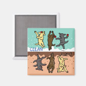 ハッピー踊りラブラドールクリーン/ダーティ食洗機 マグネット (正面/裏面)