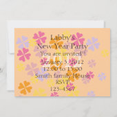 ハッピー踊りラブラドールトリオカートゥーンニューイヤー 招待状 (裏面)