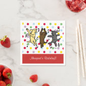 ハッピー踊りラブラドールトリオハッピーバースデーパーティー スタンダードカクテルナプキン (インサイチュ)