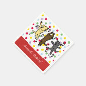 ハッピー踊りラブラドールトリオハッピーバースデーパーティー スタンダードカクテルナプキン (角)