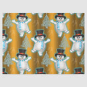 ハッピー踊り雪だるまゴールデンクリスマス 薄葉紙 (正面)