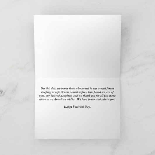 ハッピー退役軍人ズデードーター軍隊グリーティングカード カード (内部)