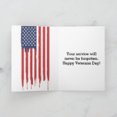 ハッピー退役軍人デイアメリカ国旗  サンキューカード (内部)