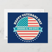 ハッピー退役軍人デイUSA国旗の濃い青の背景 ポストカード (正面/裏面)