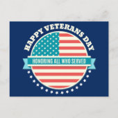 ハッピー退役軍人デイUSA国旗の濃い青の背景 ポストカード (正面)