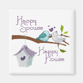 ハッピー配偶者ハッピーハウスカートゥーンラブバード マグネット (正面)