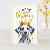 ハッピー金ゴールドとブラックダルマチア誕生日 カード (黄色い花)