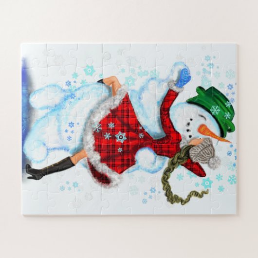 ハッピー雪だるまとガールダンスタンゴクリスマスパーティー ジグソーパズル (横)