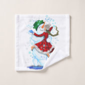 ハッピー雪だるまとガールダンスタンゴクリスマスパーティー バスタオルセット (ウォッシュタオル)
