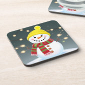 ハッピー雪だるまとスパークラーズとサンタハット コースター (左側)