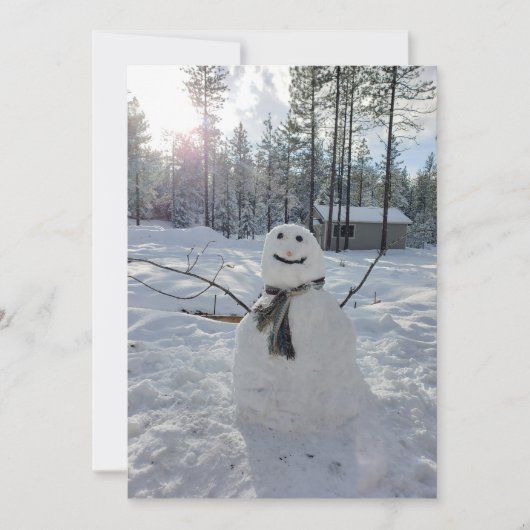 ハッピー雪だるまのオリジナル冬の写真撮影 シーズンカード (正面)