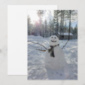 ハッピー雪だるまのオリジナル冬の写真撮影 シーズンカード (正面/裏面)