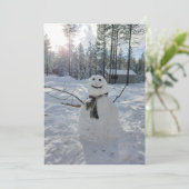 ハッピー雪だるまのオリジナル冬の写真撮影 シーズンカード (スタンド正面)