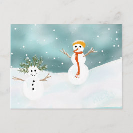 ハッピー雪だるまはがき ポストカード
