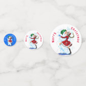 ハッピー雪だるまアンドガール踊りクリスマス紙吹雪 コンフェッティ (正面)