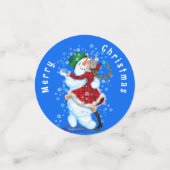 ハッピー雪だるまアンドガール踊りクリスマス紙吹雪 コンフェッティ (スモール正面)