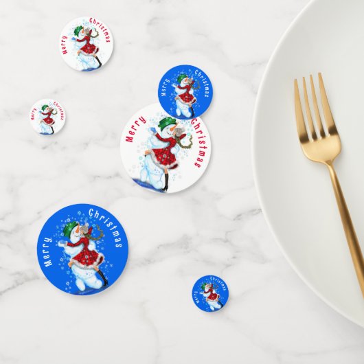 ハッピー雪だるまアンドガール踊りクリスマス紙吹雪 コンフェッティ (グループ)