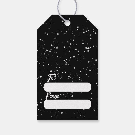 ハッピー雪だるまインティール(緑がかった色)スカーフクリスマス ギフトタグ (裏面)