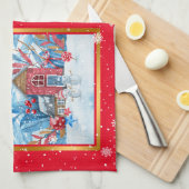 ハッピー雪だるまカスタマイズ キッチンタオル (四つ折り)