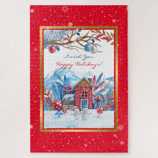 ハッピー雪だるまカスタマイズ ジグソーパズル (縦)