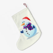 ハッピー雪だるまクリスマスストッキング スモールクリスマスストッキング (裏面 (吊り時))
