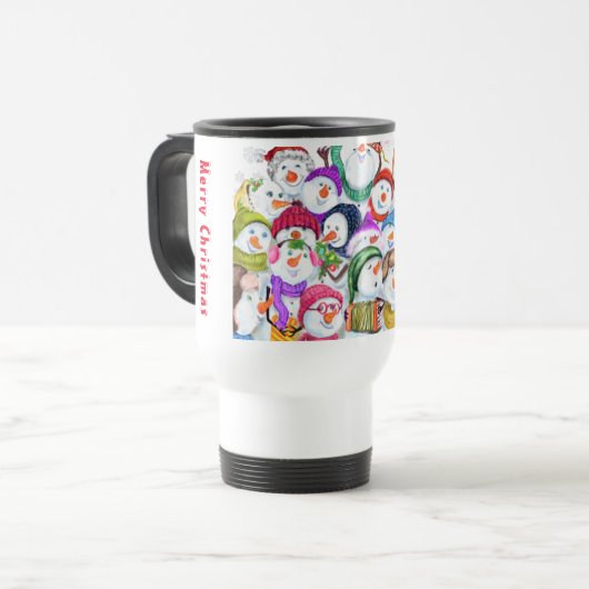 ハッピー雪だるまクリスマスタンブラー トラベルマグ (正面左)