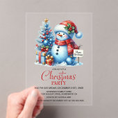 ハッピー雪だるまクリスマスパーティー アクリル招待状 (インサイチュ (ポータブル))