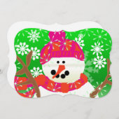 ハッピー雪だるまクリスマスホリデー シーズンカード (正面/裏面)