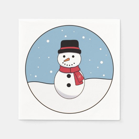 ハッピー雪だるまクリスマスホリデー スタンダードカクテルナプキン (正面)